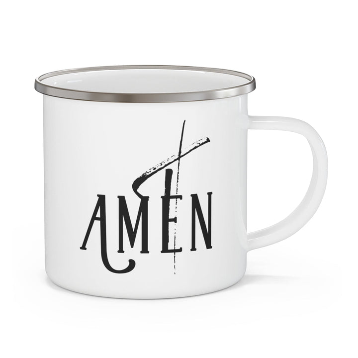 Enamel Camping Mug Amen Black Print - Decorative | Enamel Mugs