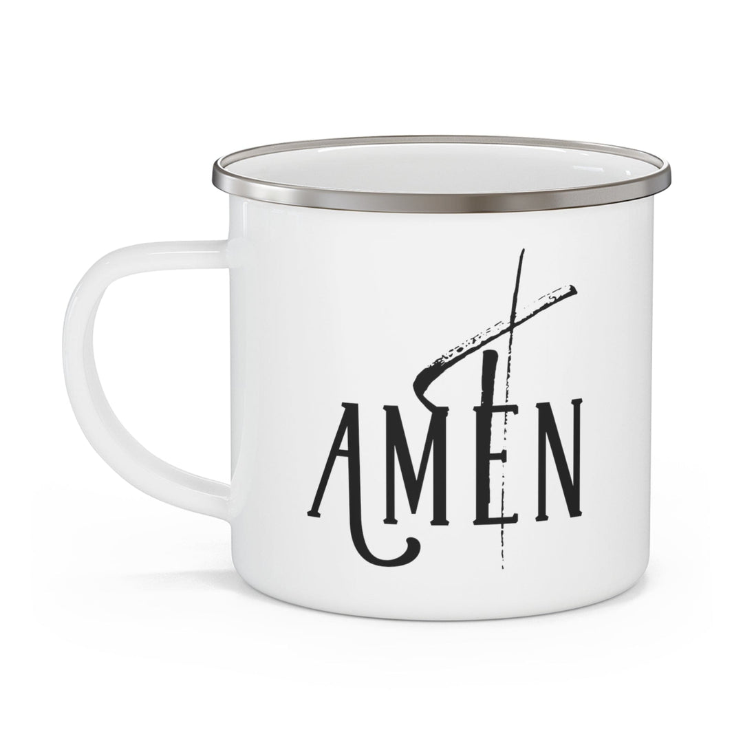 Enamel Camping Mug Amen Black Print - Decorative | Enamel Mugs