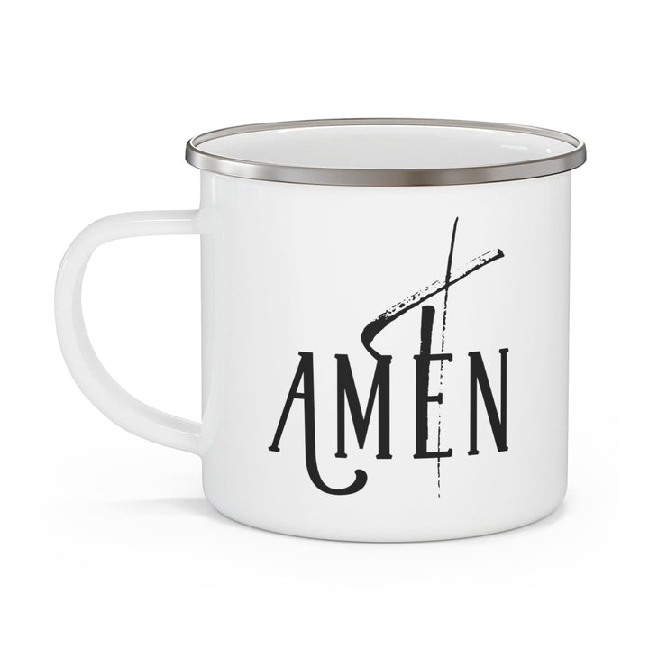 Enamel Camping Mug Amen Black Print - Decorative | Enamel Mugs