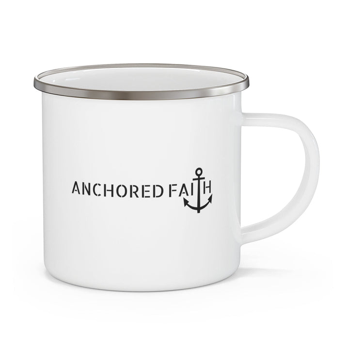 Enamel Camping Mug Anchored Faith Black Print - Decorative | Enamel Mugs