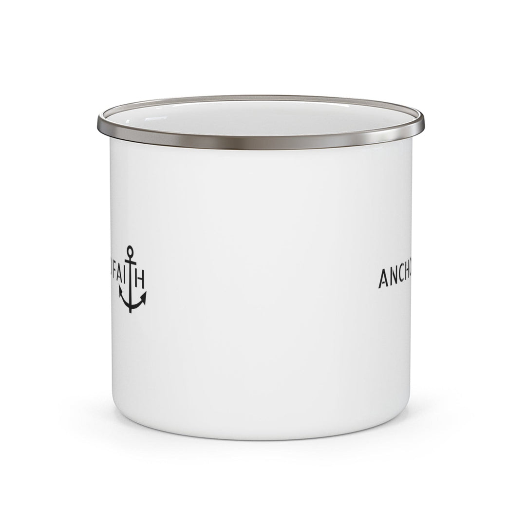 Enamel Camping Mug Anchored Faith Black Print - Decorative | Enamel Mugs