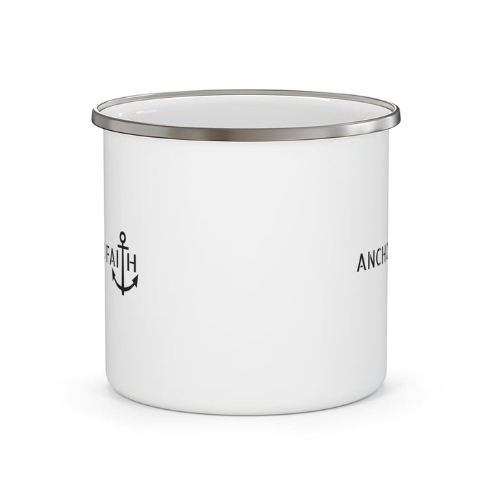 Enamel Camping Mug Anchored Faith Black Print - Decorative | Enamel Mugs