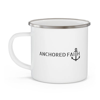 Enamel Camping Mug Anchored Faith Black Print - Mug