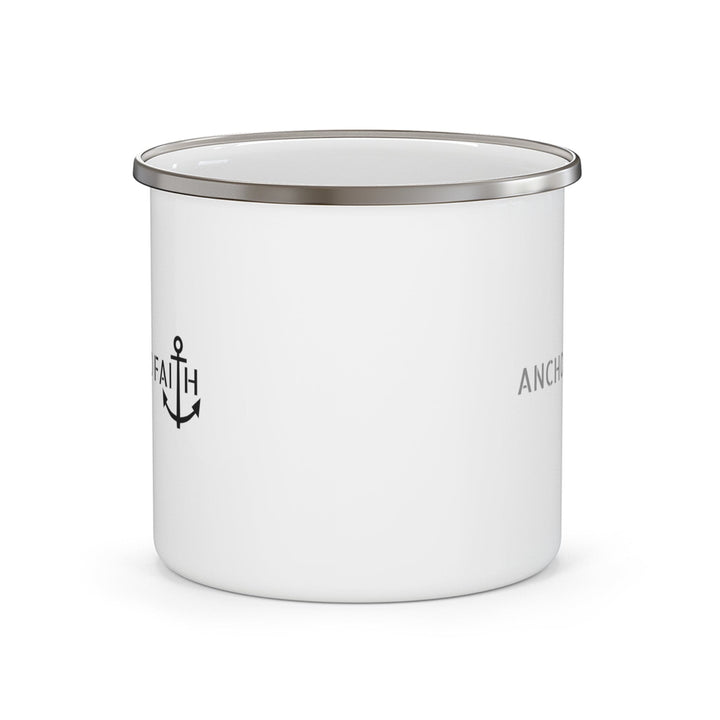 Enamel Camping Mug Anchored Faith Grey and Black Print - Decorative | Enamel