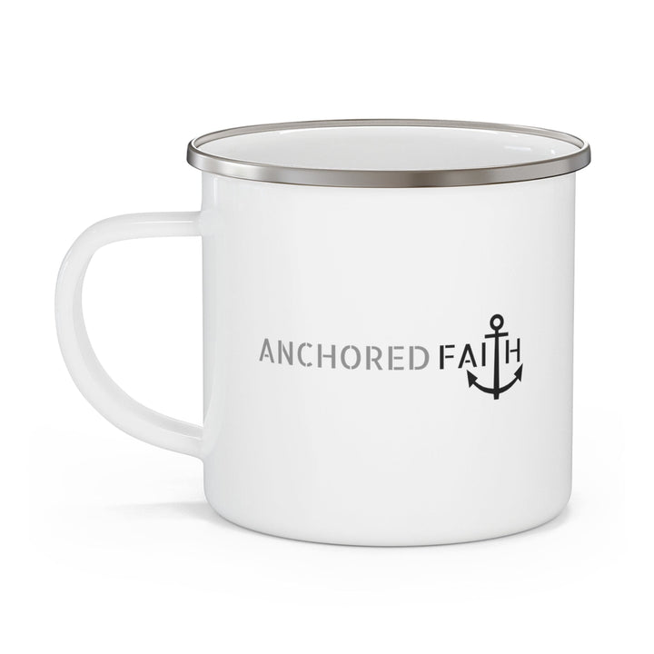 Enamel Camping Mug Anchored Faith Grey and Black Print - Decorative | Enamel