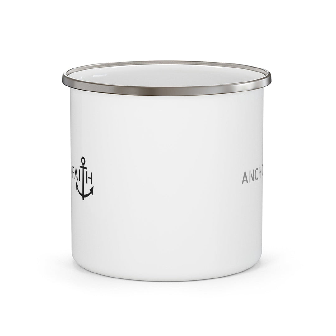 Enamel Camping Mug Anchored Faith Inspirational Illustration - Decorative