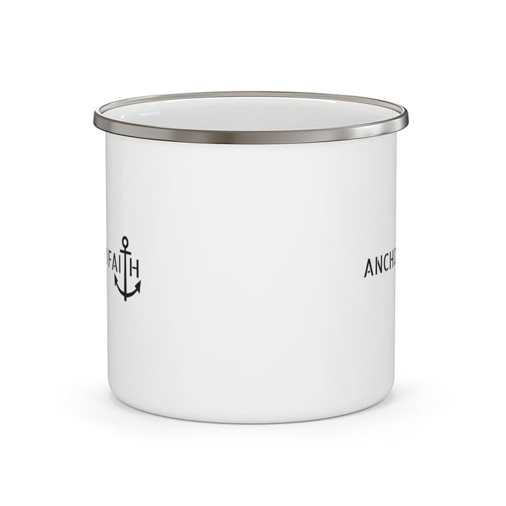 Enamel Camping Mug Anchored Faith Inspirational Illustration - Decorative