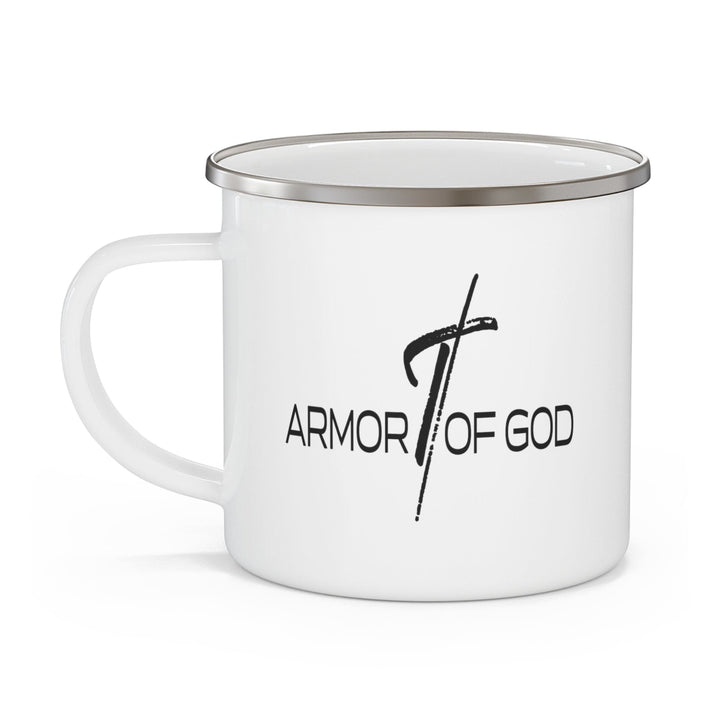 Enamel Camping Mug Armor of God Black Illustration - Decorative | Enamel Mugs