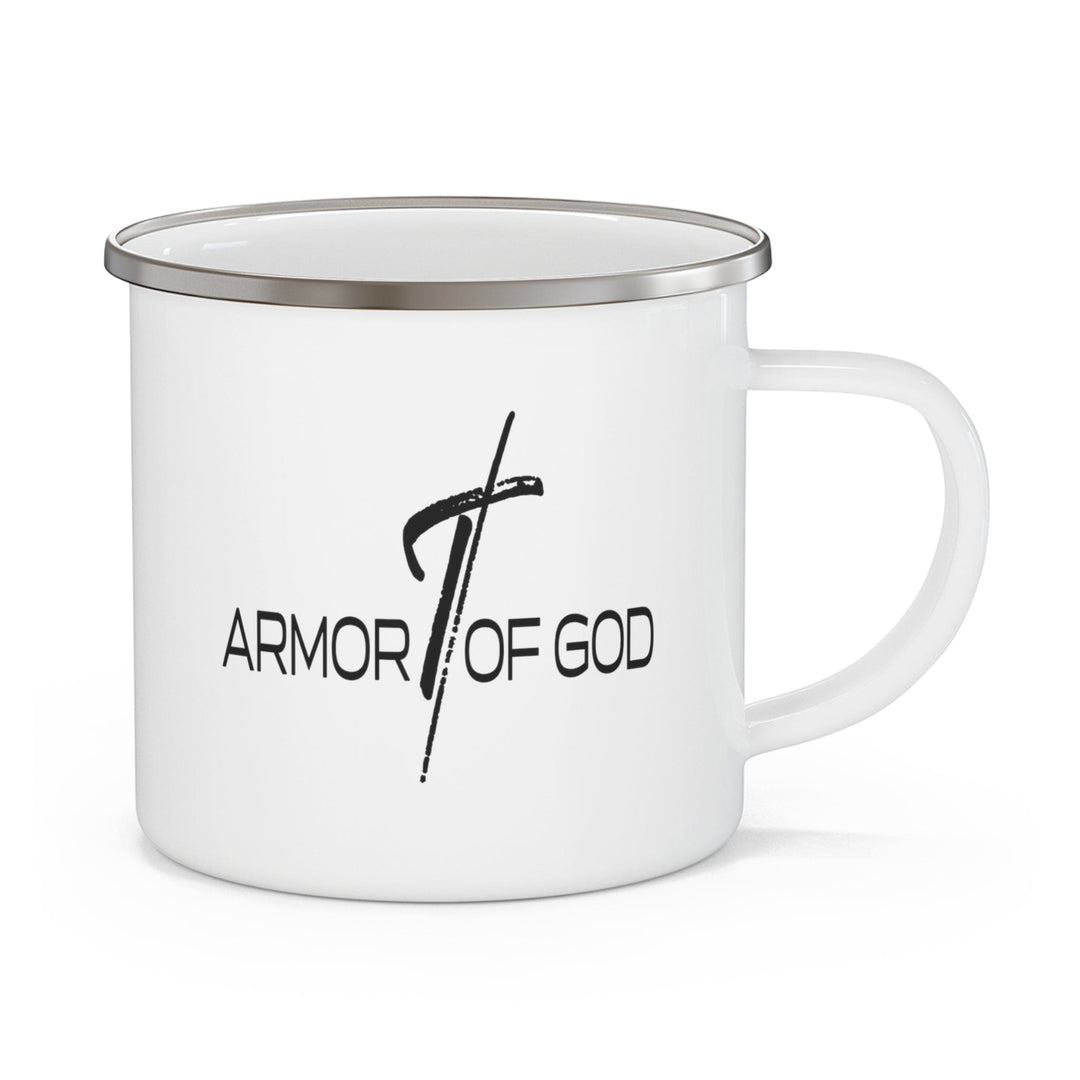 Enamel Camping Mug Armor of God Black Illustration - Decorative | Enamel Mugs