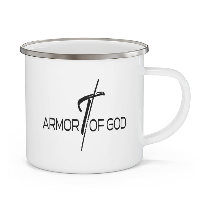 Enamel Camping Mug Armor of God Black Illustration - Decorative | Enamel Mugs