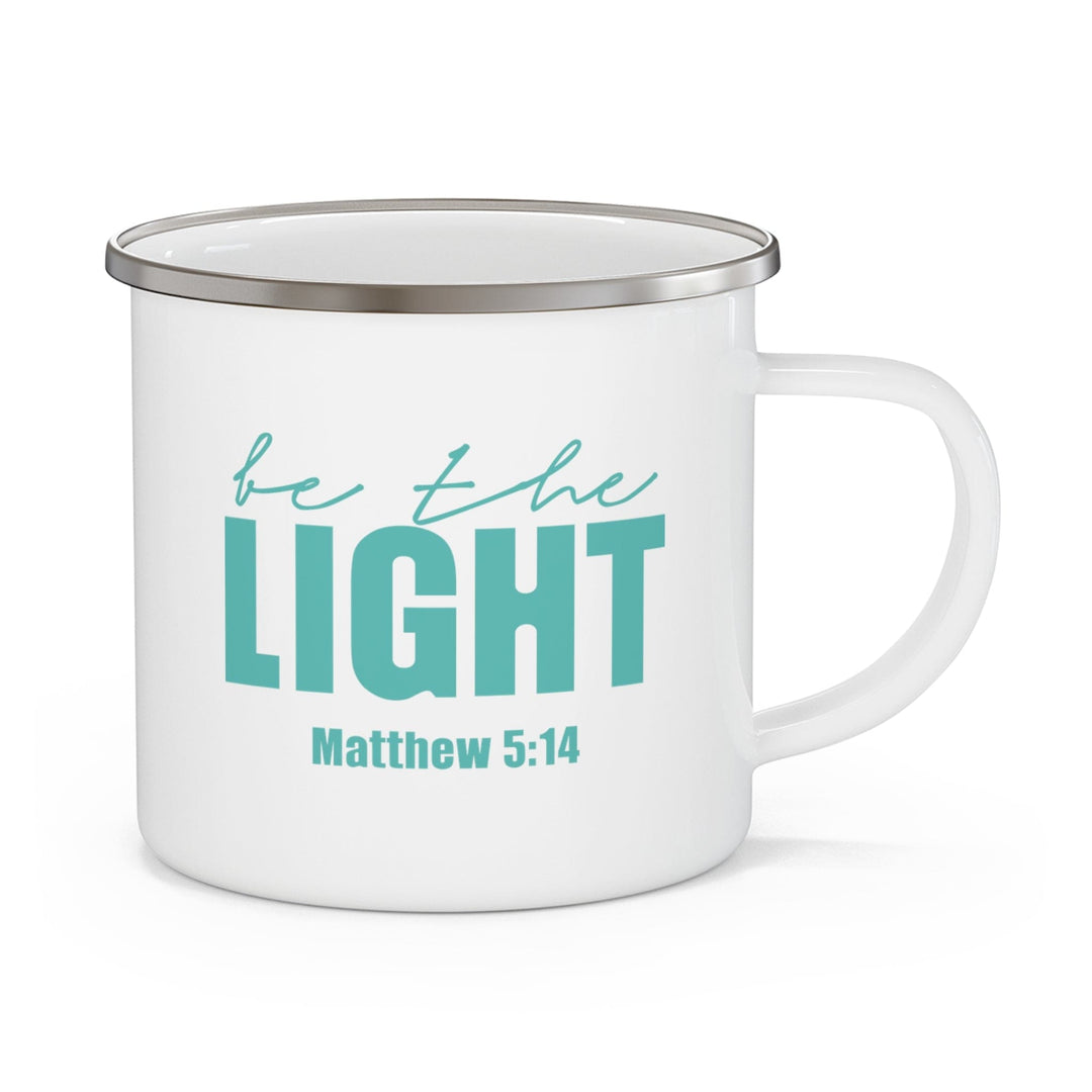 Enamel Camping Mug be the Light Inspirational Art Illustration Green