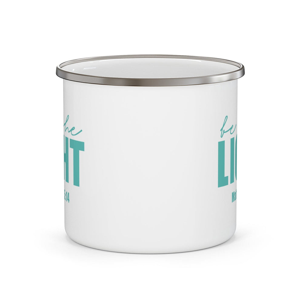 Enamel Camping Mug be the Light Inspirational Art Illustration Green