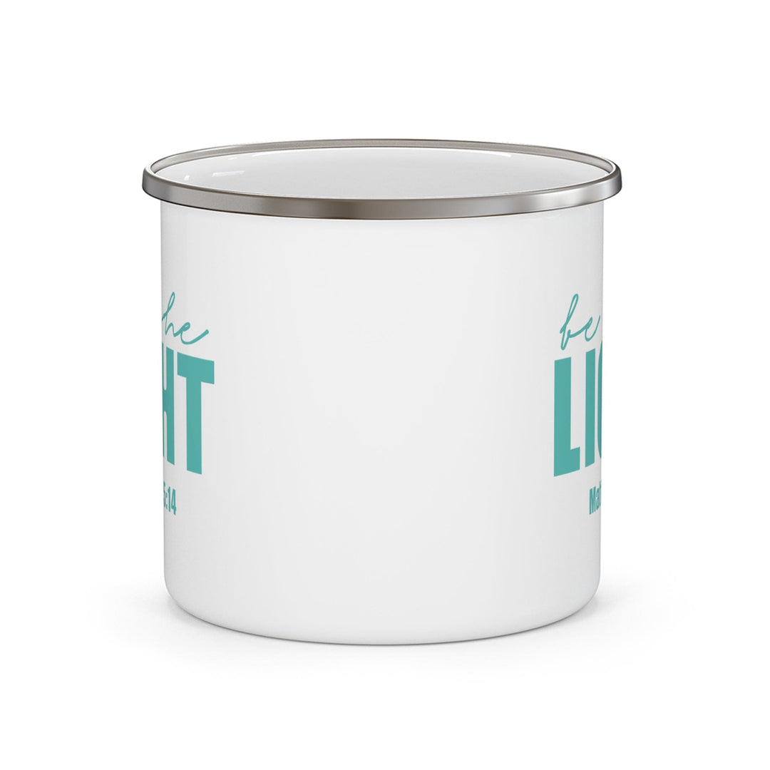 Enamel Camping Mug be the Light Inspirational Art Illustration Green