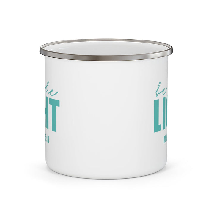 Enamel Camping Mug be the Light Inspirational Art Illustration Green