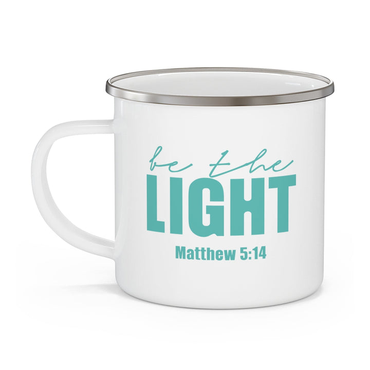 Enamel Camping Mug be the Light Inspirational Art Illustration Green