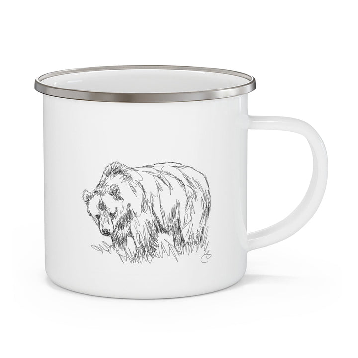 Enamel Camping Mug Beer Wildlife Line Art Sketch Print - Decorative | Enamel