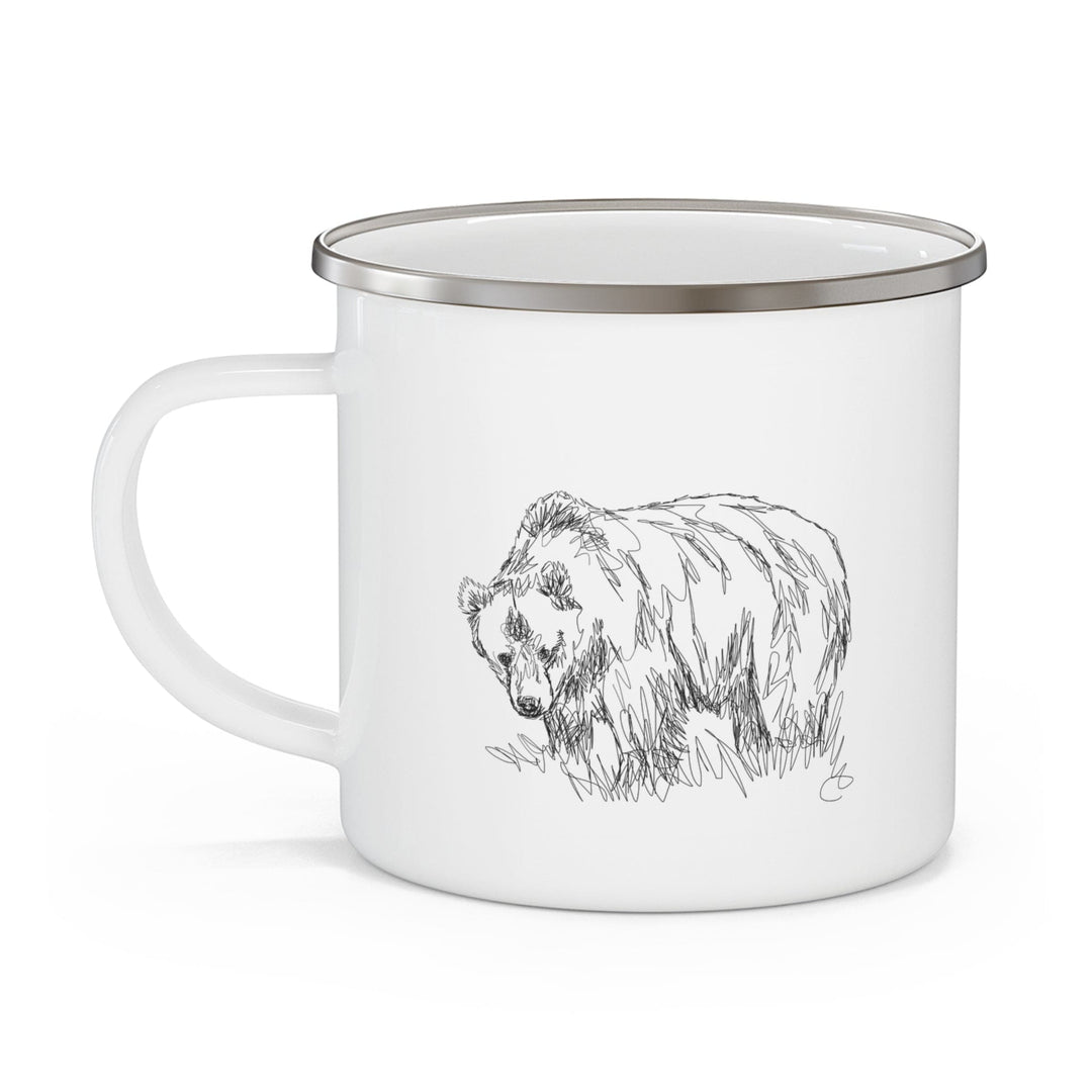 Enamel Camping Mug Beer Wildlife Line Art Sketch Print - Decorative | Enamel