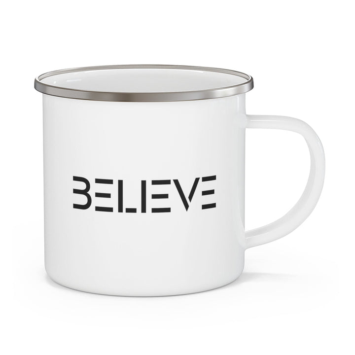 Enamel Camping Mug Believe - Inspirational Motivation Black - Decorative