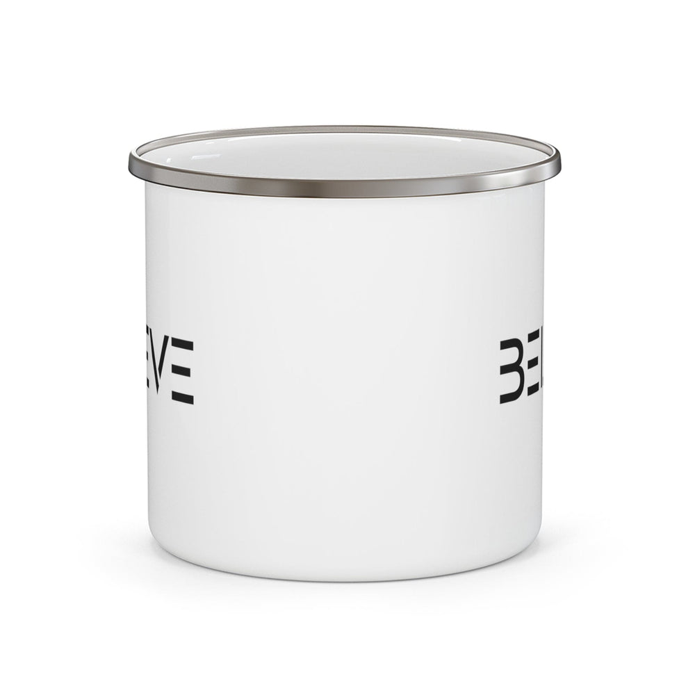 Enamel Camping Mug Believe - Inspirational Motivation Black - Decorative