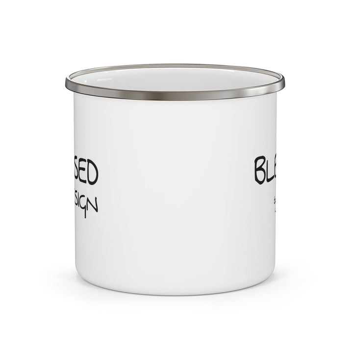 Enamel Camping Mug Blessed by Design - Inspirational Affirmation - Black