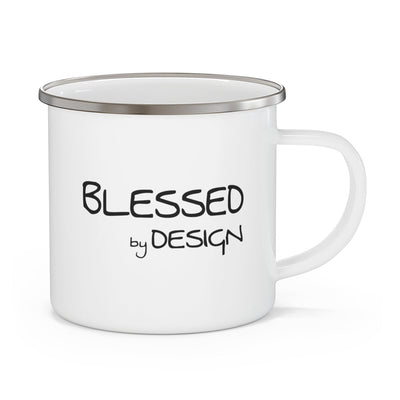 Enamel Camping Mug Blessed By Design - Inspirational Affirmation - Black - Mug