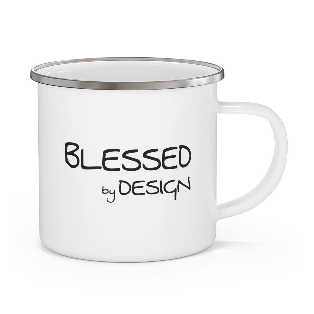 Enamel Camping Mug Blessed by Design - Inspirational Affirmation - Black