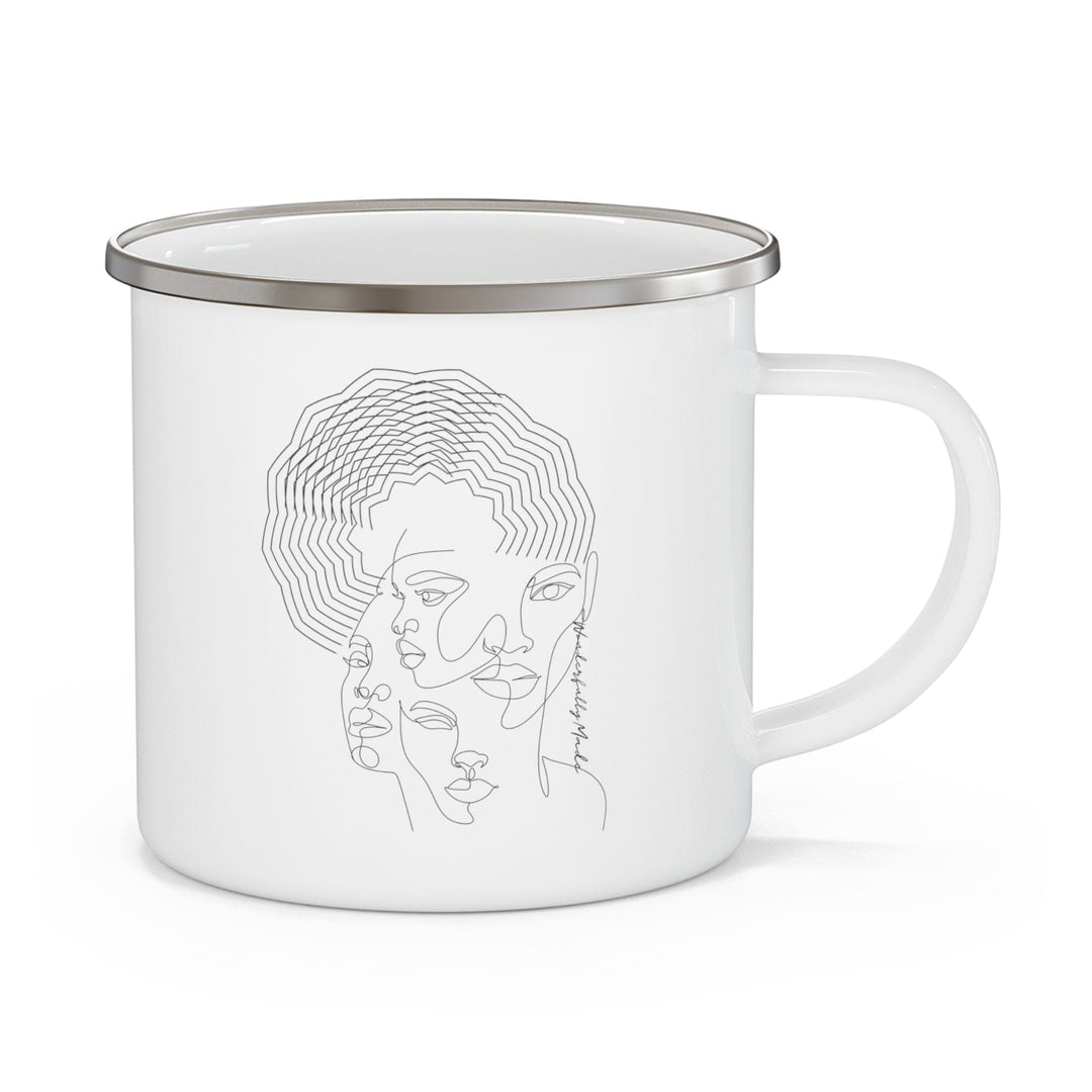 Enamel Camping Mug Every Woman is Wonderfully Made Black Illustration