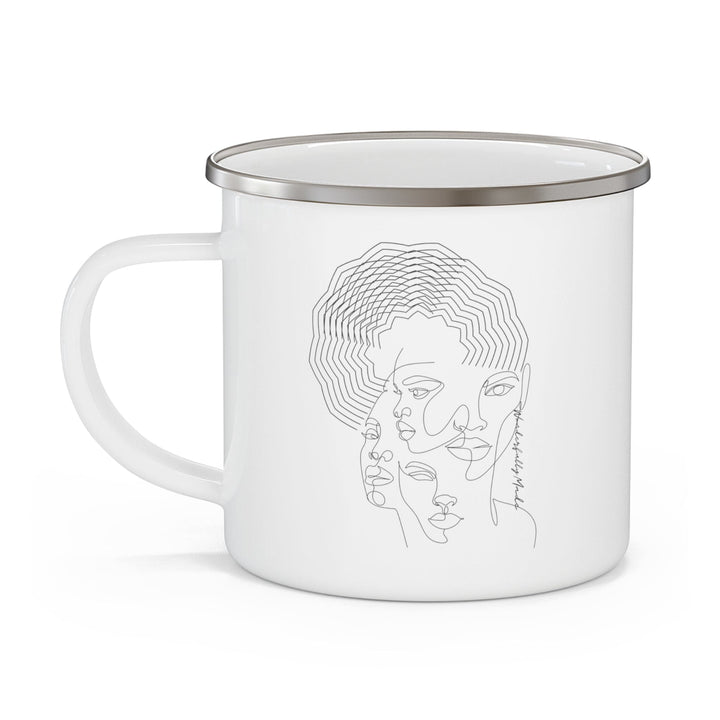 Enamel Camping Mug Every Woman is Wonderfully Made Black Illustration