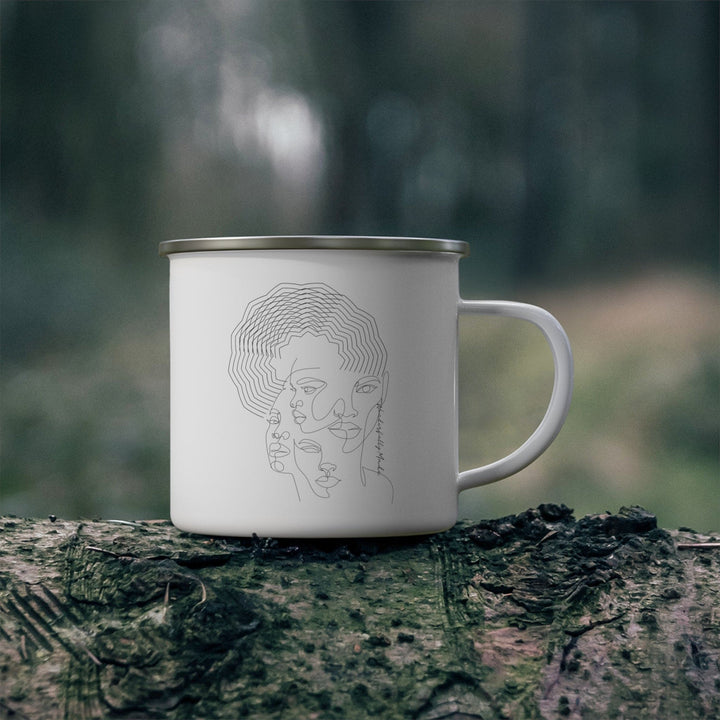 Enamel Camping Mug Every Woman is Wonderfully Made Black Illustration