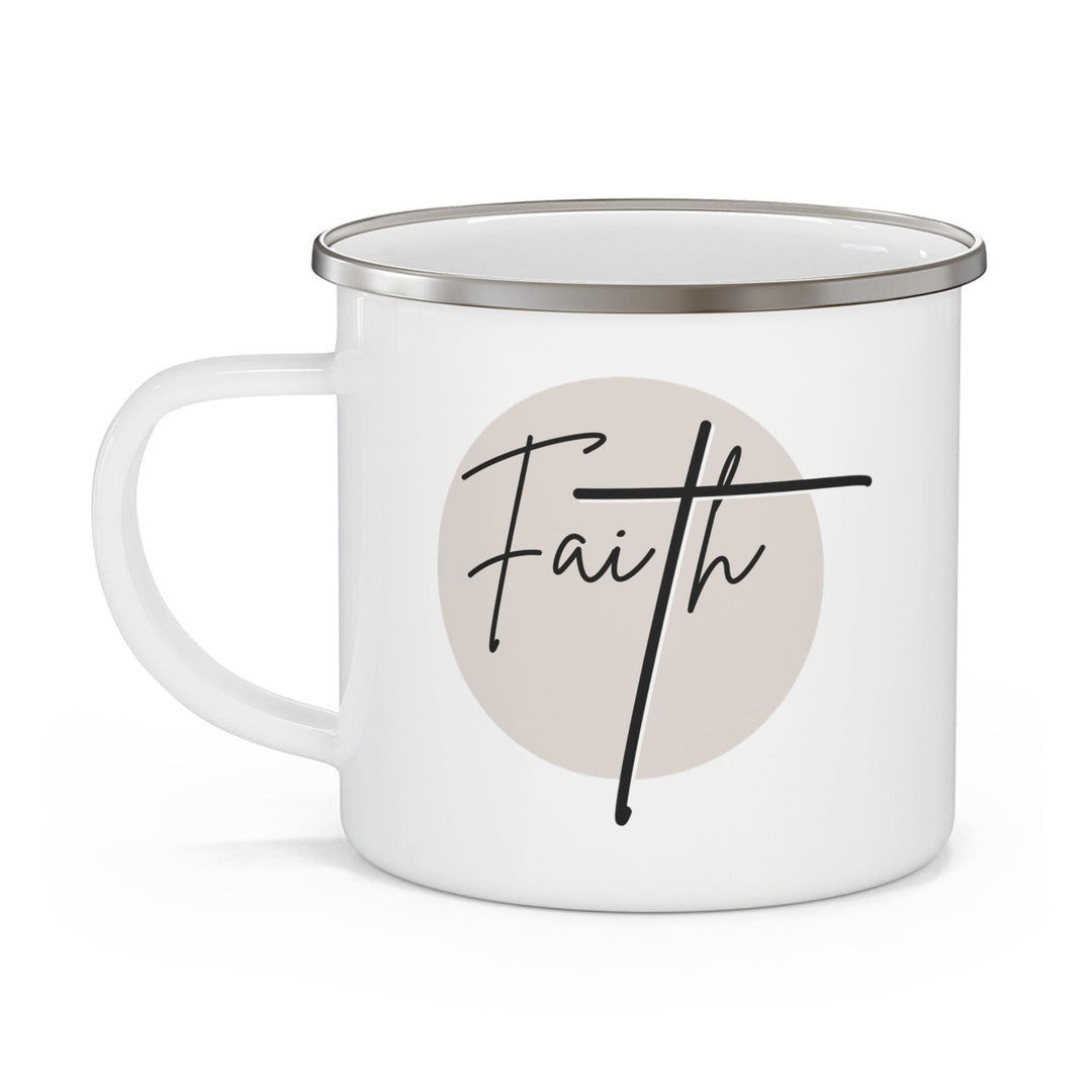 Enamel Camping Mug - Faith - Christian Affirmation and Beige