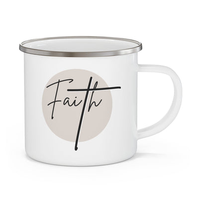 Enamel Camping Mug Faith - Christian Affirmation Black And Beige Decorative