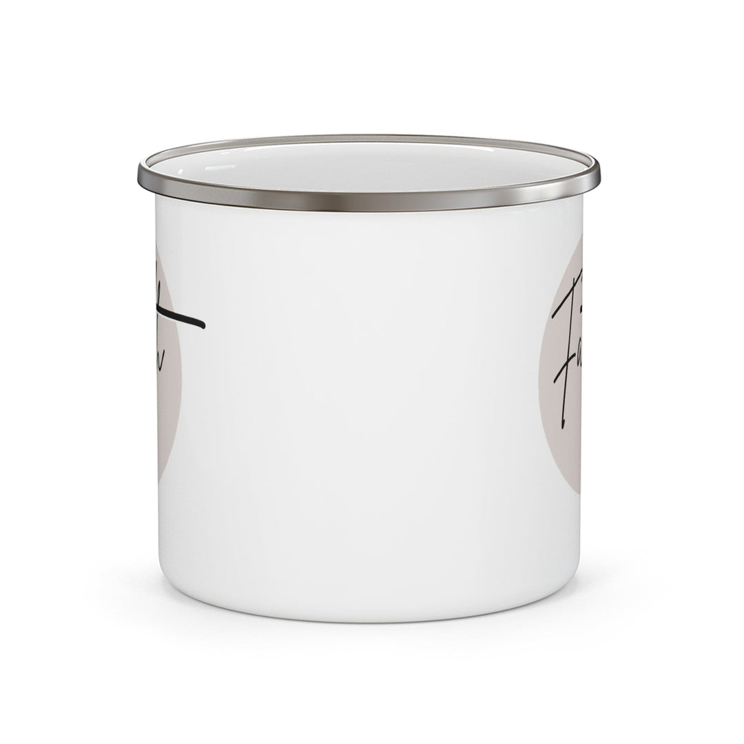 Enamel Camping Mug - Faith - Christian Affirmation and Beige