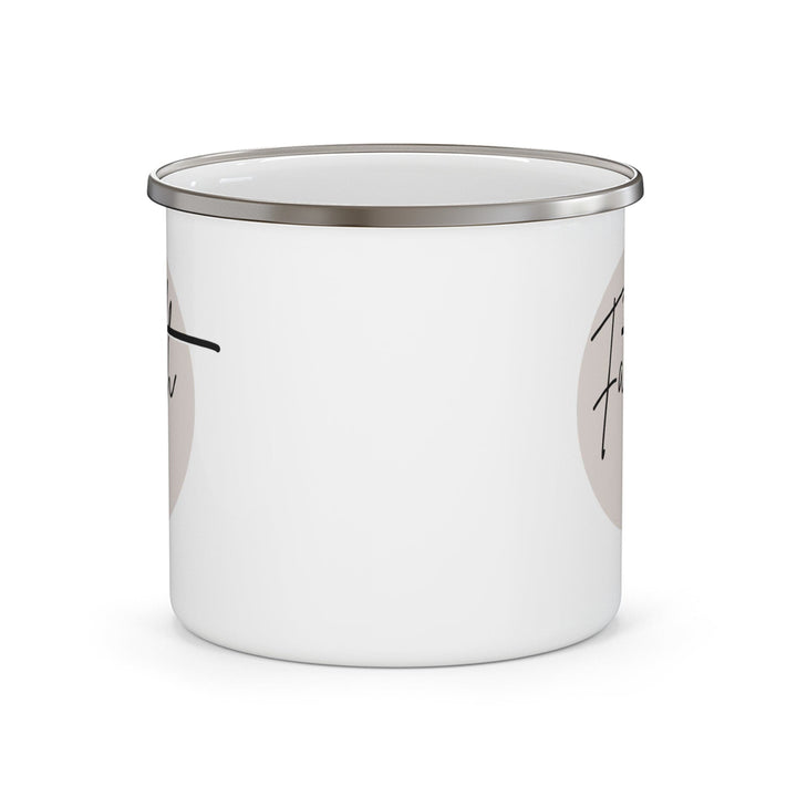 Enamel Camping Mug - Faith - Christian Affirmation and Beige