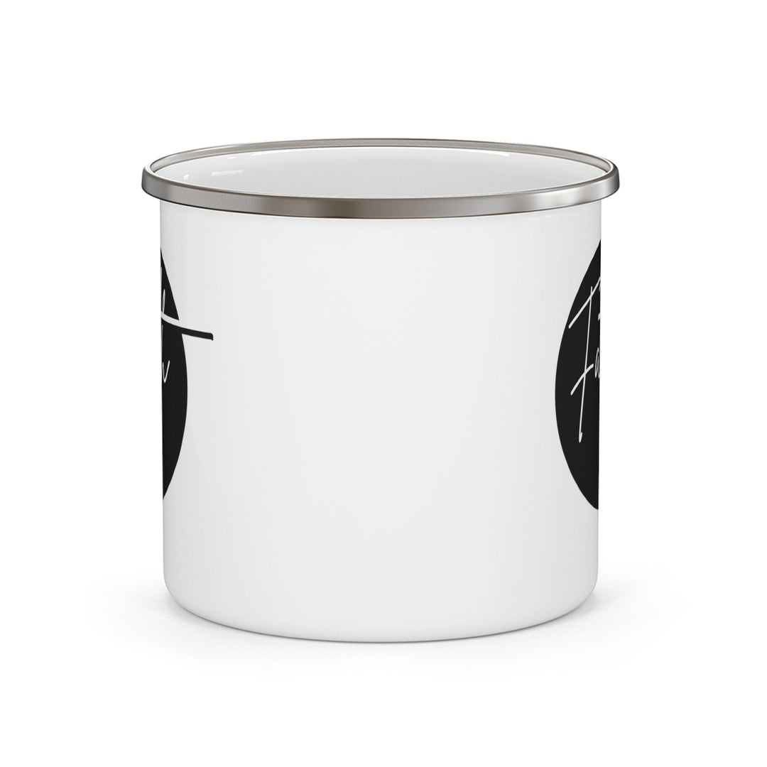 Enamel Camping Mug Faith - Christian Affirmation - Black and White - Decorative