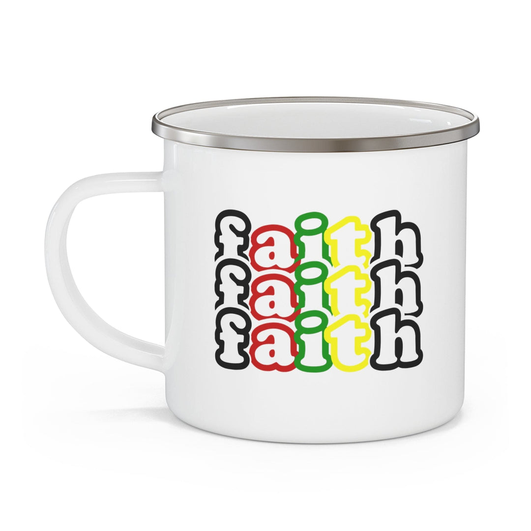 Enamel Camping Mug Faith Stack Multicolor Black Illustration - Decorative