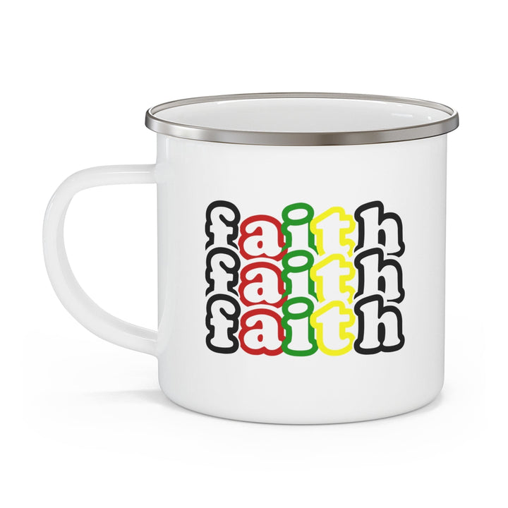 Enamel Camping Mug Faith Stack Multicolor Black Illustration - Decorative