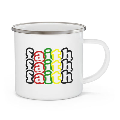 Enamel Camping Mug Faith Stack Multicolor Black Illustration - Decorative | Mugs