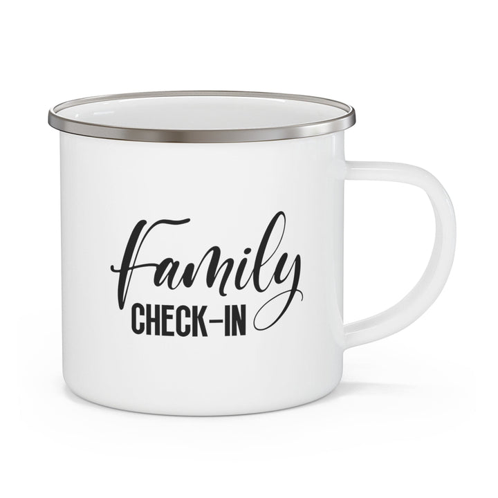 Enamel Camping Mug Family Check In Family Reunion Family Fun (black Print)