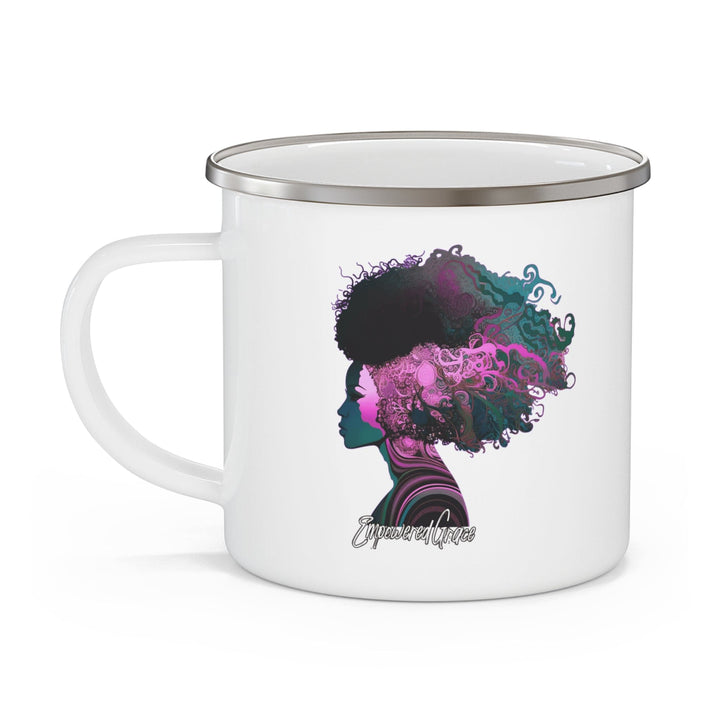 Enamel Camping Mug Female Warrior Clipart Lavender Essence Kaleidoscope of Hues