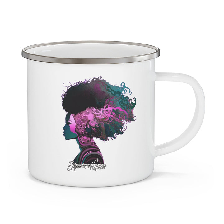 Enamel Camping Mug Female Warrior Clipart Lavender Essence Kaleidoscope of Hues