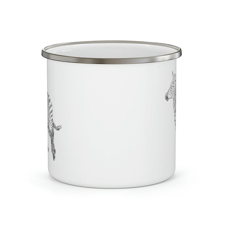 Enamel Camping Mug Galloping Zebra Line Art Drawing Print - Decorative | Enamel