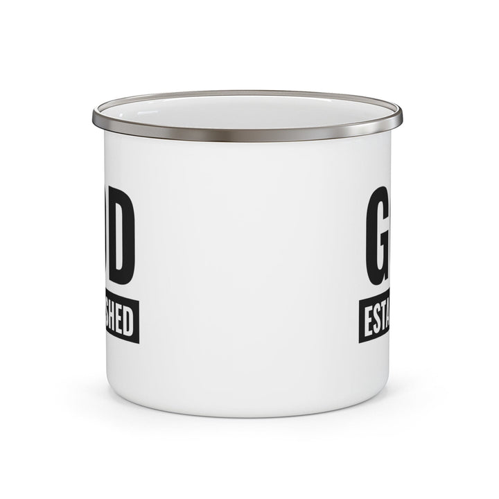 Enamel Camping Mug God Established Black Illustration - Decorative | Enamel Mugs