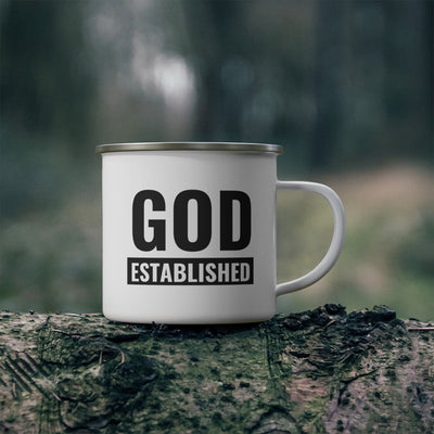 Enamel Camping Mug God Established Black Illustration - Decorative | Mugs