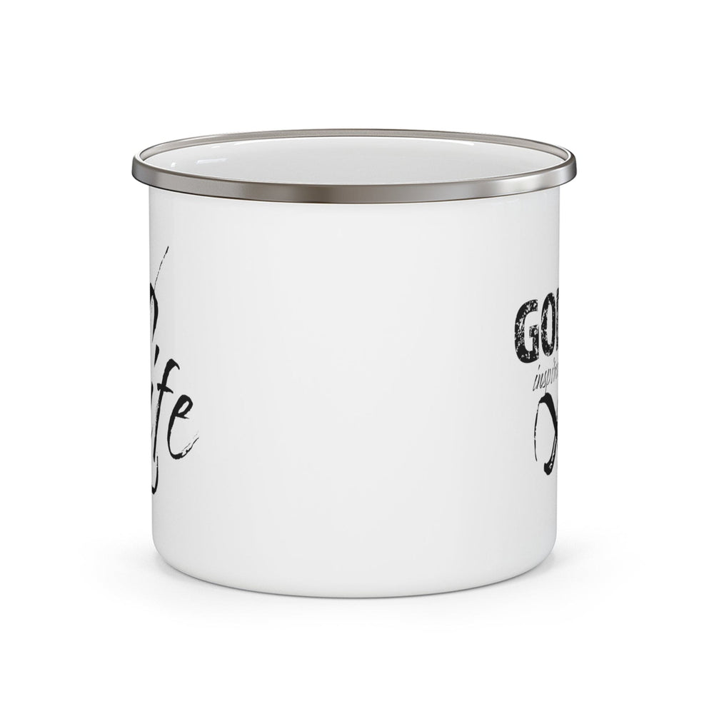 Enamel Camping Mug God Inspired Life Black Illustration - Decorative | Enamel