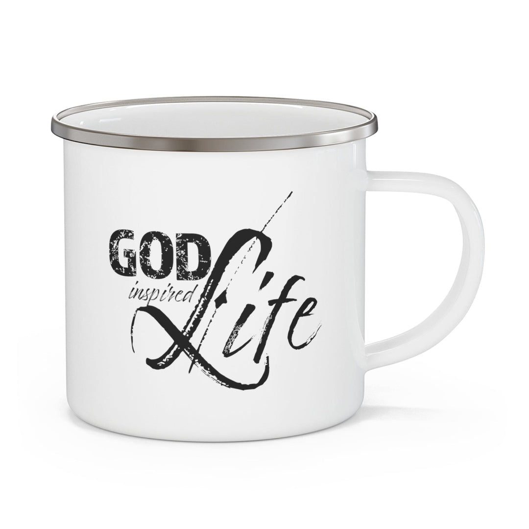 Enamel Camping Mug God Inspired Life Black Illustration - Decorative | Enamel