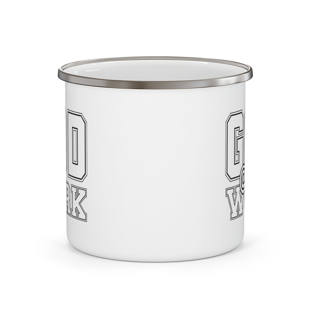 Enamel Camping Mug God @ Work Print - Decorative | Enamel Mugs