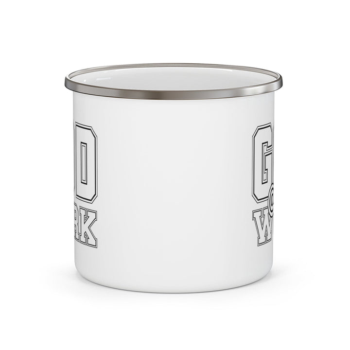 Enamel Camping Mug God @ Work Print - Decorative | Enamel Mugs