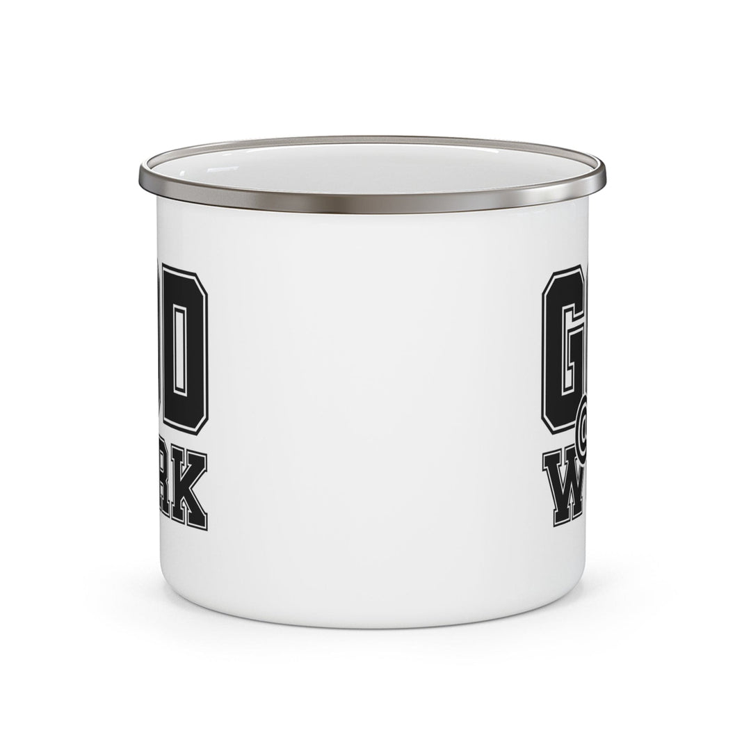 Enamel Camping Mug God @ Work Print - Decorative | Enamel Mugs