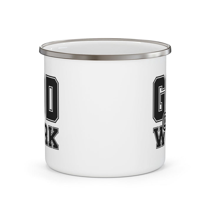 Enamel Camping Mug God @ Work Print - Decorative | Enamel Mugs