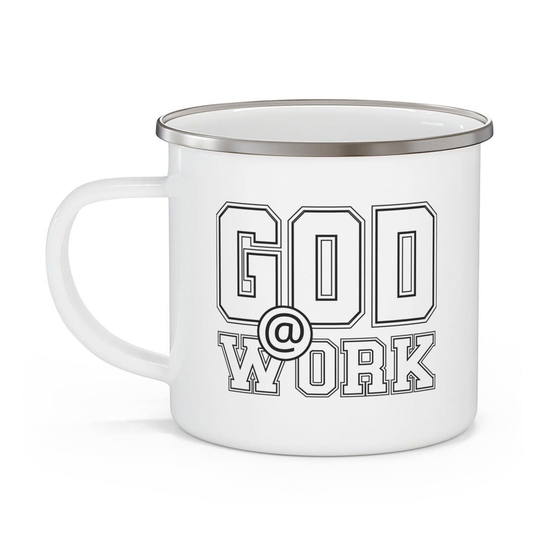 Enamel Camping Mug God @ Work Print - Decorative | Enamel Mugs